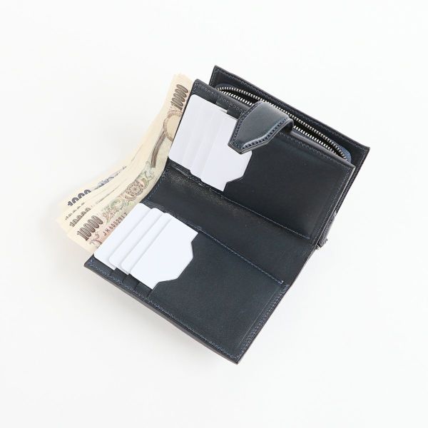 双鞣和地　外ファスナー付二つ折財布